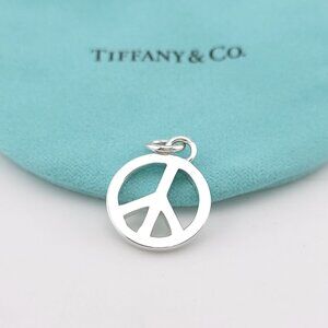 Tiffany & Co. Sterling Silver Peace Sign Charm Pendant with Pouch